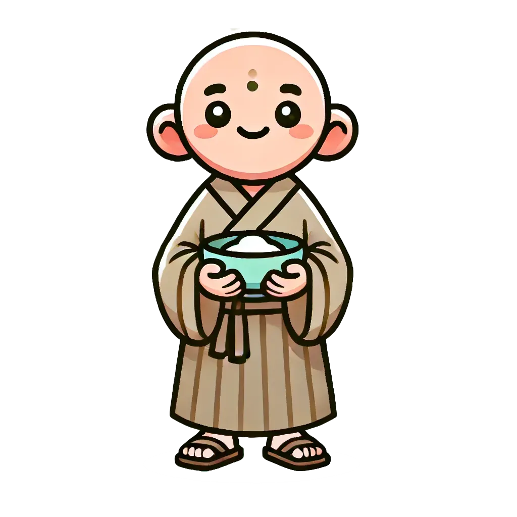 Monk holding a rice bowl